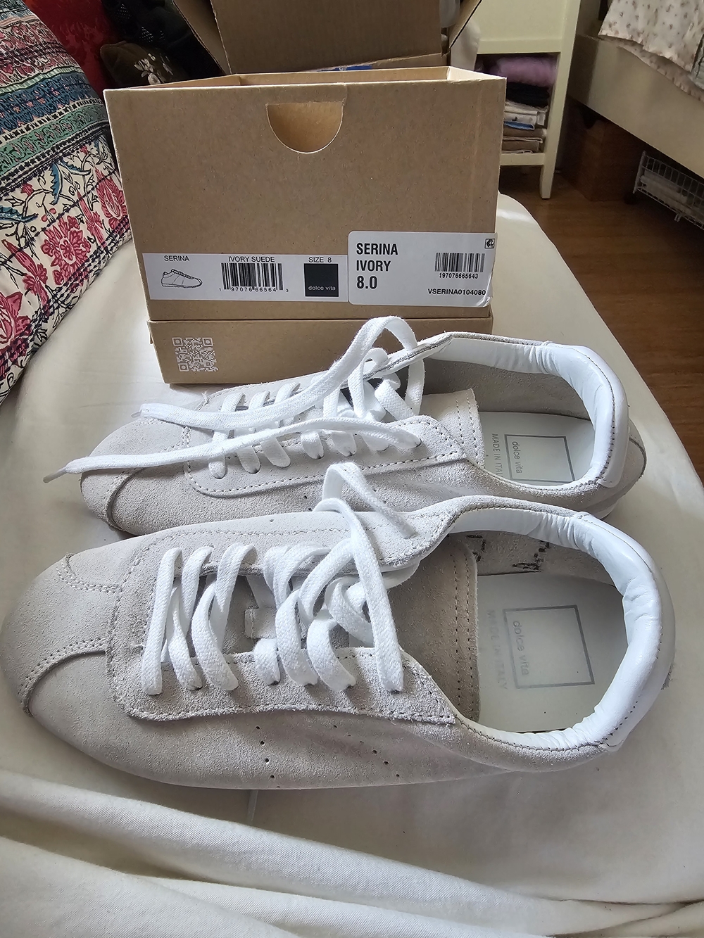 Dolce Vita Serina Ivory Suede Sneakers
